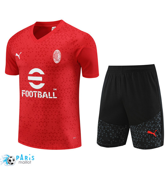 Discount Maillot Training Foot AC Milan + Shorts Rouge 2023/24