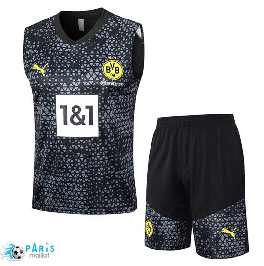 Créer Maillot Training Foot Borussia Dortmund Debardeur + Shorts Noir 2023/24