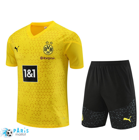 Soldes Maillot Training Foot Borussia Dortmund Enfant + Shorts Jaune 2023/24
