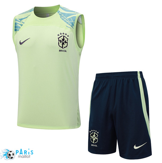 Vente Maillot Training Foot Brésil Debardeur + Shorts Vert Ciel 2023/24