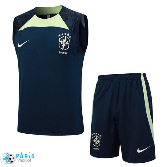 Achat Maillot Training Foot Brésil Debardeur + Shorts Bleu marine 2023/24