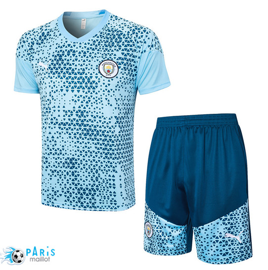 Discount Maillot Training Foot Manchester City + Shorts Bleu Ciel 2023/24