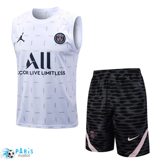 Marque Maillot Training Foot Paris Paris Saint Germain Debardeur + Shorts Blanc 2023/24