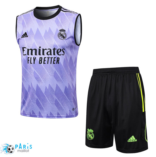 Vente Maillot Training Foot Real Madrid Debardeur + Shorts Violet 2023/24