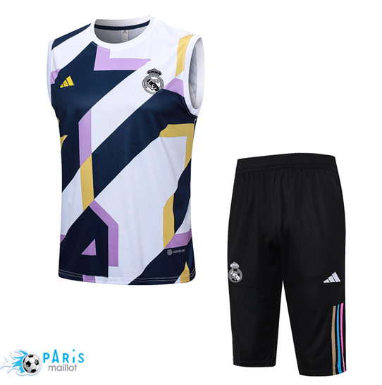 Achat Maillot Training Foot Real Madrid Debardeur + Shorts Blanc 2023/24