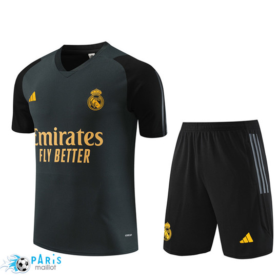 Créer Maillot Training Foot Real Madrid Enfant + Shorts Gris Foncé 2023/24