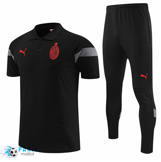 Maillotparis Destockage Maillot Training Foot AC Milan + Pantalon noir 2022/23