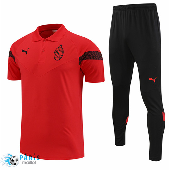Maillotparis Discount Maillot Training Foot AC Milan + Pantalon rouge 2022/23