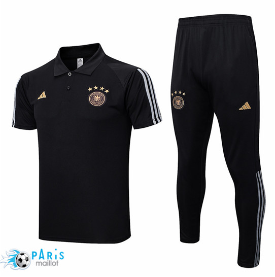Maillotparis Vente Maillot Training Foot Allemagne Polo + Pantalon noir 2022/23