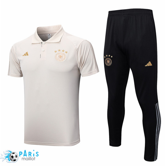 Maillotparis Magasin Maillot Training Foot Allemagne Polo + Pantalon abricot 2022/23