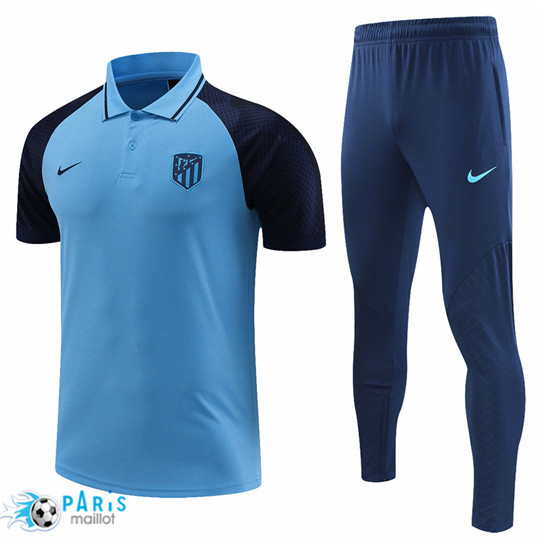 Maillotparis Nouveau Maillot Training Foot Atletico Madrid Polo + Pantalon Bleu 2022/23