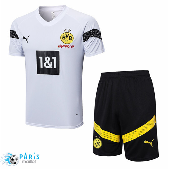Maillotparis Flocage Maillot Training Foot Borussia Dortmund + Short foot Blanc 2022/23
