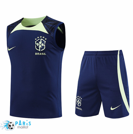 Maillotparis Discount Maillot Training Foot Brésil Debardeur + Short foot Bleu 2022/23