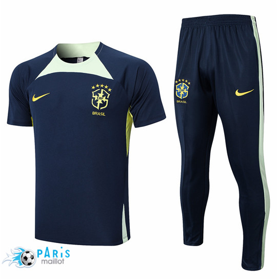 Maillotparis Soldes Maillot Training Foot Brésil + Pantalon Bleu 2023/24