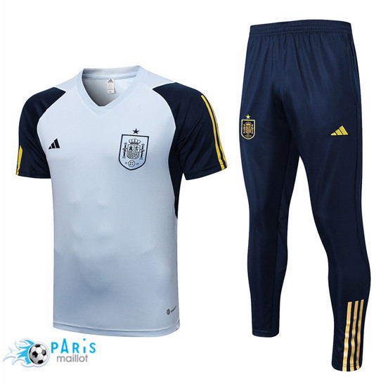 Maillotparis Destockage Maillot Training Foot Espagne + Pantalon Bleu 2022/23