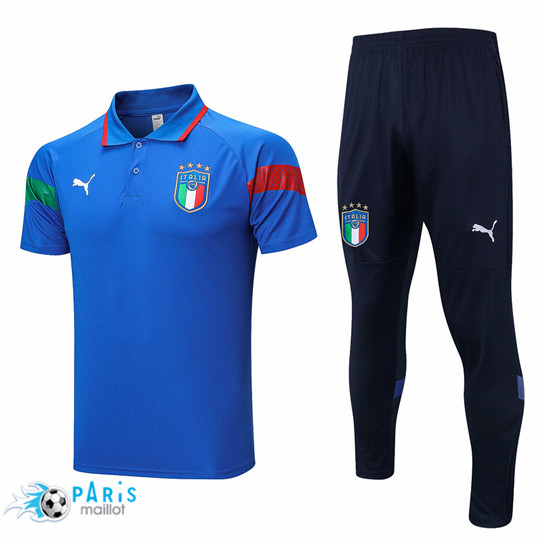 Maillotparis Achat Maillot Training Foot Italie Polo + Pantalon Bleu 2022/23