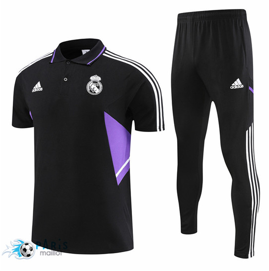 Maillotparis Discount Maillot Training Foot Real Madrid Polo + Pantalon noir 2022/23