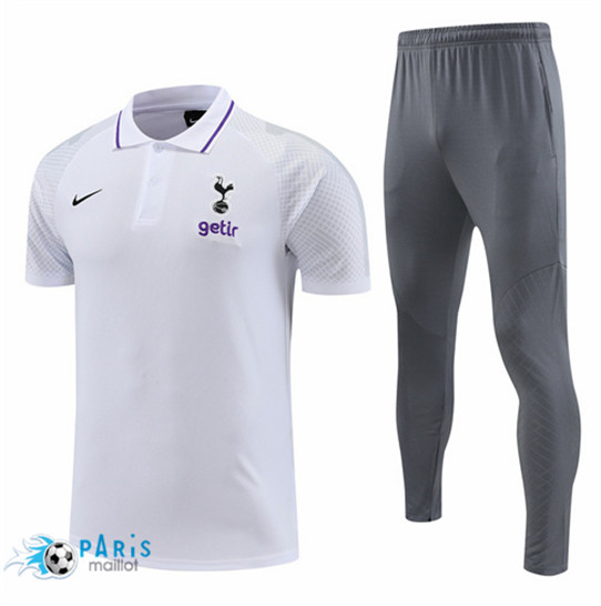 Maillotparis Boutique Maillot Training Foot Tottenham Hotspur Polo + Pantalon Blanc 2022/23