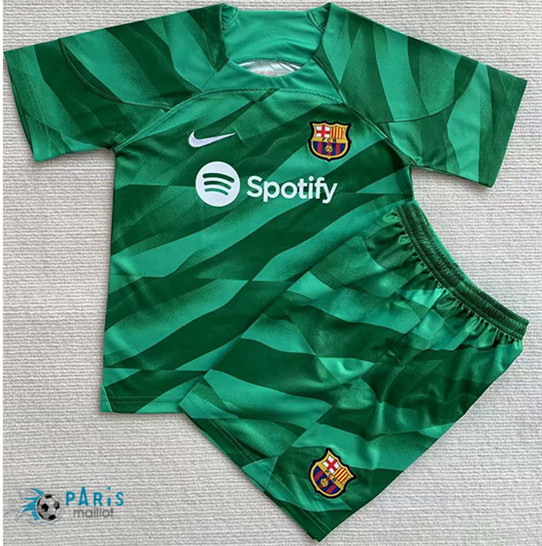 Maillotparis Flocage Maillot Foot Barcelone Enfant Gardien de but Vert 2023/24