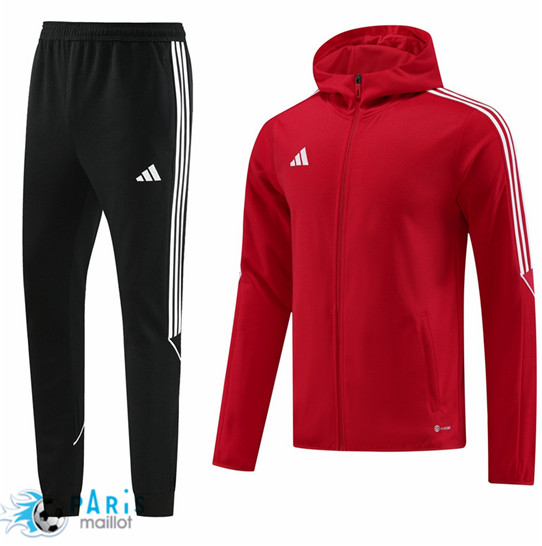 Maillotparis Acheter Maillot Foot à capuche Veste Survetement Adidas Rouge 2023/24
