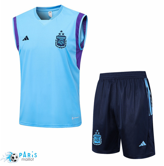 Maillotparis Magasin Maillot Training Foot Argentine Debardeur + Short Bleu 2023/24