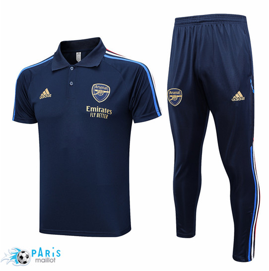 Maillotparis Nouveau Maillot Training Foot Arsenal Polo + Pantalon Bleu 2023/24