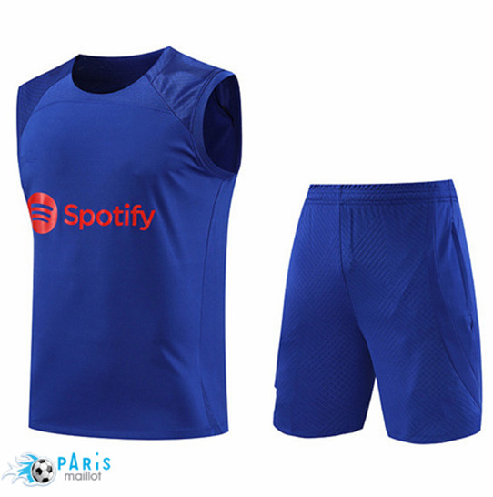 Maillotparis Flocage Maillot Training Foot Barcelone Debardeur + Short Bleu 2023/24