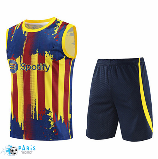 Maillotparis Soldes Maillot Training Foot Barcelone Debardeur + Short Jaune 2023/24