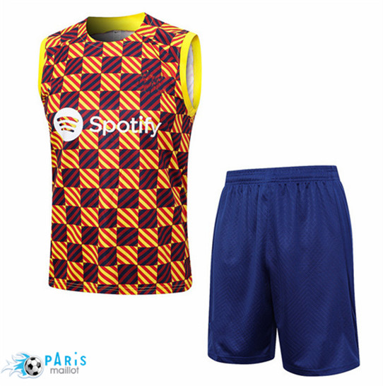 Maillotparis Achat Maillot Training Foot Barcelone Debardeur + Short Orange 2023/24
