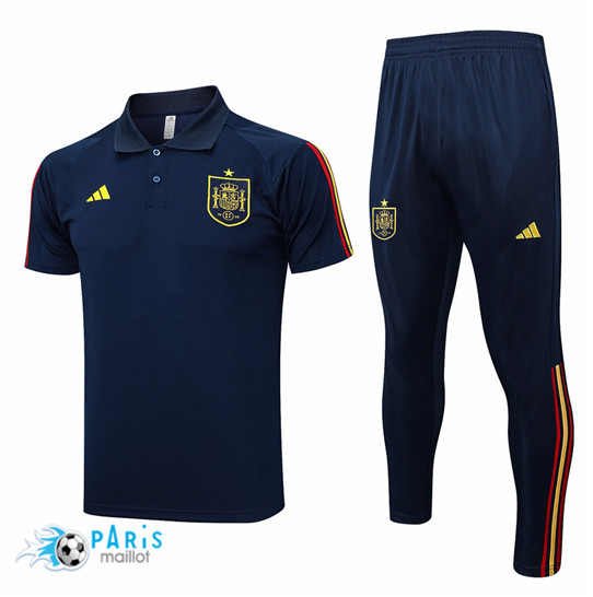 Maillotparis Vente Maillot Training Foot Espagne Polo + Pantalon Bleu 2023/24