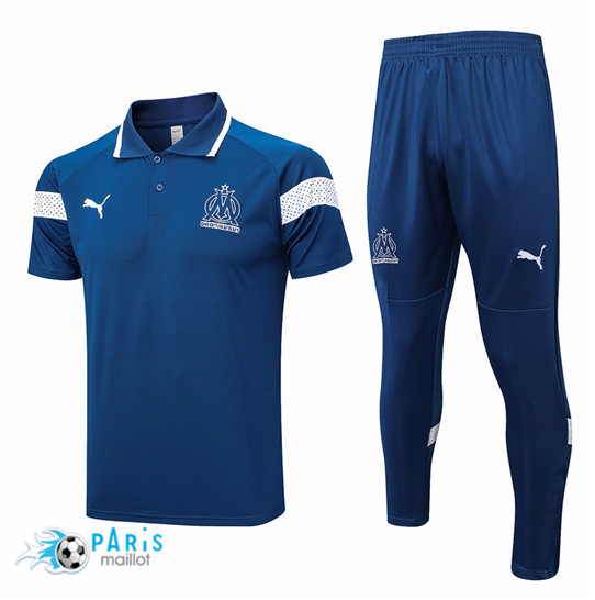 Maillotparis Marque Maillot Training Foot Marseille Polo + Pantalon Bleu 2023/24