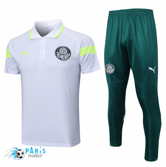 Maillotparis Soldes Maillot Training Foot Palmeiras Polo + Pantalon Blanc 2023/24