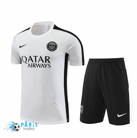 Maillotparis Thaïlande Maillot Training Foot Paris Saint Germain Enfant + Short Blanc 2023/24