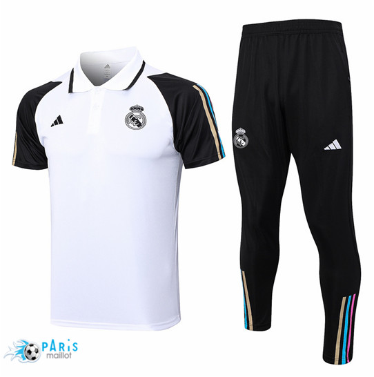 Maillotparis Soldes Maillot Training Foot Real Madrid + Pantalon Blanc 2023/24