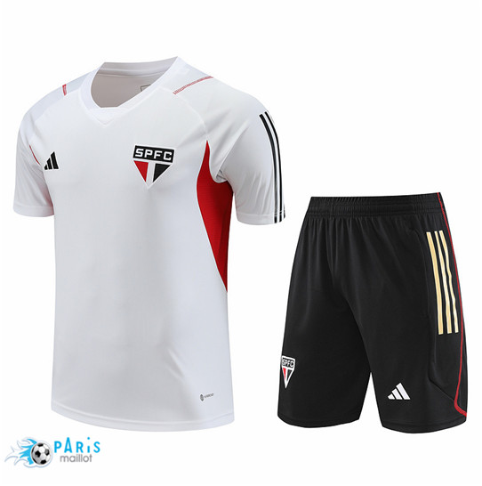 Maillotparis Créer Maillot Training Foot Sao Paulo + Short Blanc 2023/24