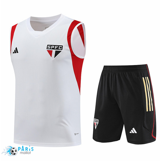 Maillotparis Site Maillot Training Foot Sao Paulo Debardeur + Short Blanc 2023/24