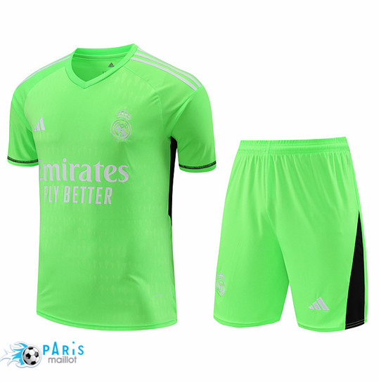 Maillotparis Soldes Maillot Foot Real Madrid Gardien de but + Shorts vert 2024/25