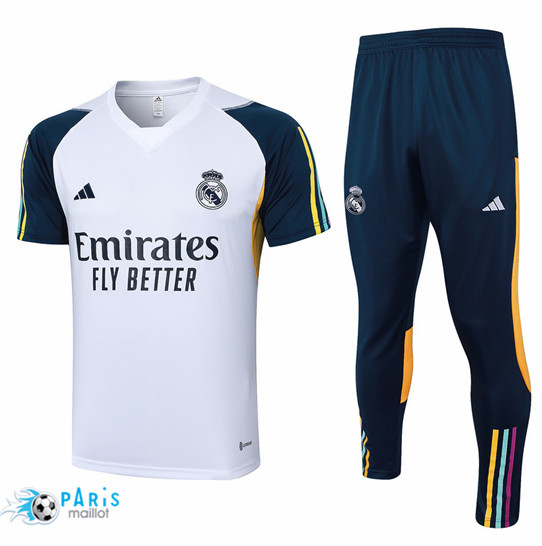 Maillotparis Achat Maillot Foot Real Madrid polo + Pantalon Blanc 2024/25