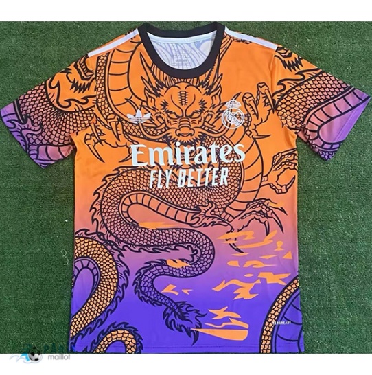 Soldes Maillot Foot Real Madrid Training dragon Orange/Violet 2024/25