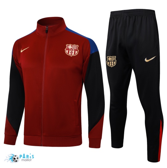 Nouveau Veste Survetement FC Barcelone Enfant rouge bordeaux 2024/25