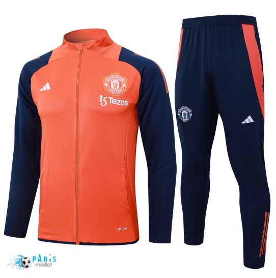 Achat Veste Survetement Manchester United Enfant Orange 2024/25