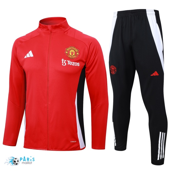 Soldes Veste Survetement Manchester United Enfant rouge 2024/25