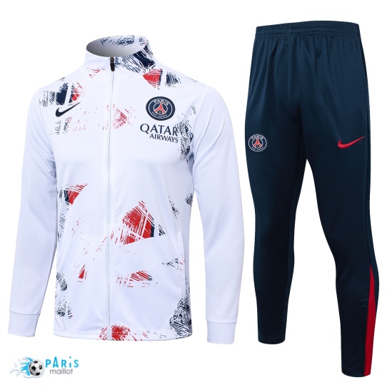 Soldes Veste Survetement Paris Saint Germain Enfant Blanc 2024/25