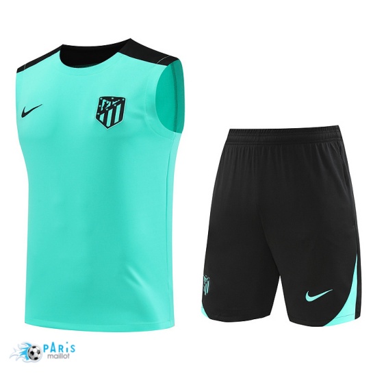 Soldes Maillot Foot Training Foot Atletico Madrid Debardeur + Short vert 2024/25