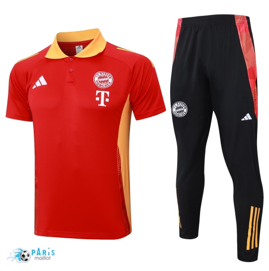 Flocage Maillot Foot Training Foot Bayern Munich Polo + Pantalon rouge 2024/25