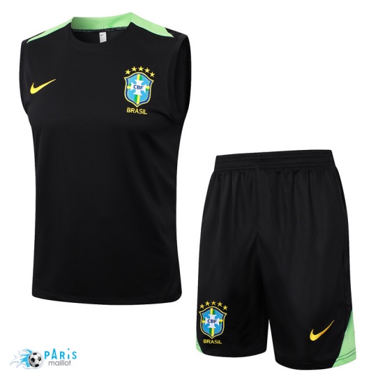 Flocage Maillot Foot Training Foot Brésil Debardeur + Short noir 2024/25