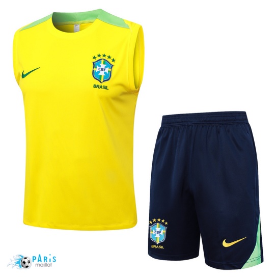 Site Maillot Foot Training Foot Brésil Debardeur + Short jaune 2024/25