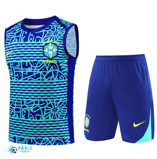 Achat Maillot Foot Training Foot Brésil Debardeur + Short Bleu 2024/25