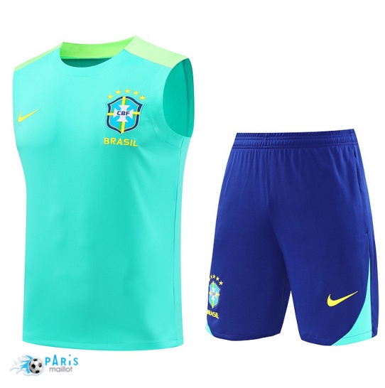 Prix Maillot Foot Training Foot Brésil Debardeur + Short Bleu 2024/25