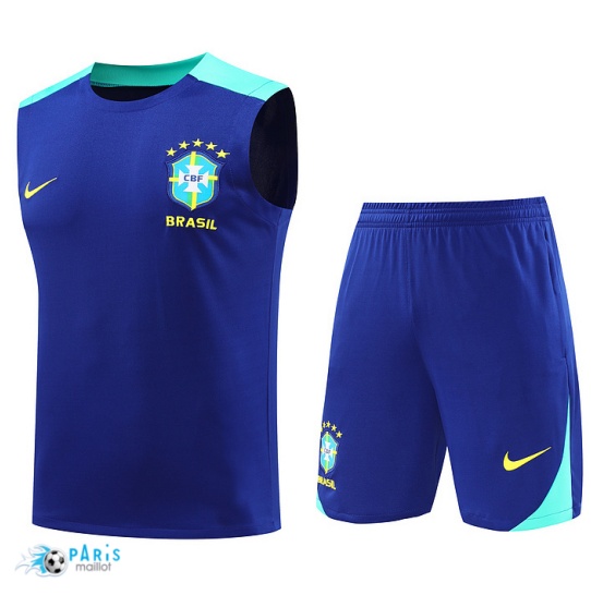 Soldes Maillot Foot Training Foot Brésil Debardeur + Short Bleu marine 2024/25